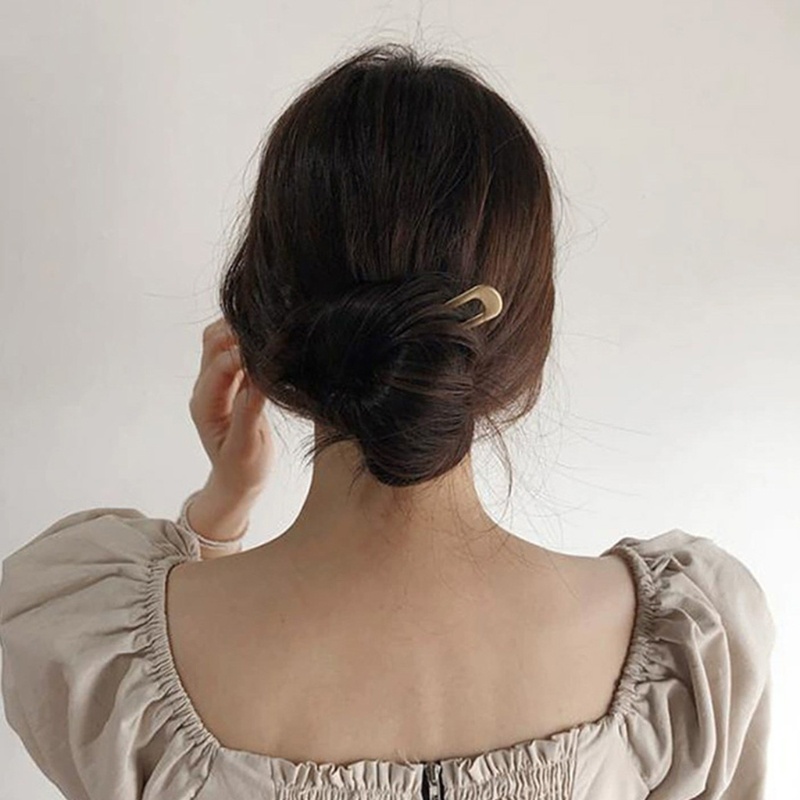 Trâm cài tóc hình chữ u bằng kim loại phong cách Trung Hoa tối giản