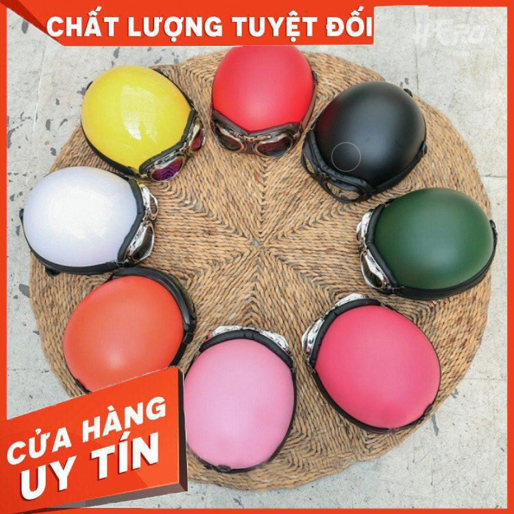 HÀNG CAO CẤP -  Mũ bảo hiểm nửa đầu nhiều màu lựa chọn,kèm kính phi công cao cấp-an toàn,nam nữ đều độ được  - Hàng Cao 