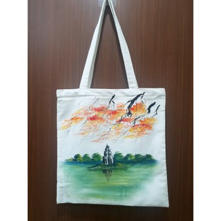 Túi Canvas vẽ cảnh (34cm x 36cm + quai 26cm)