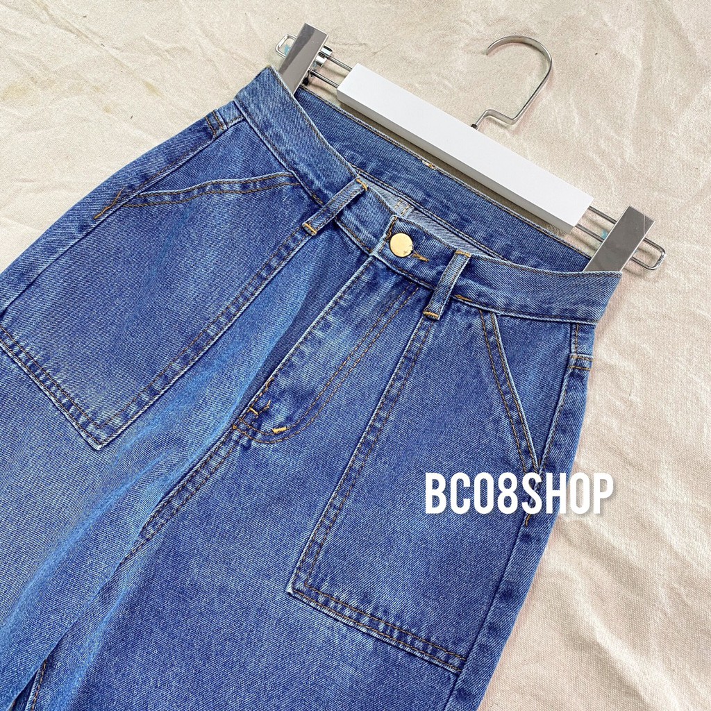 Quần Jean Baggy Nữ Lưng Cao Hách Chân Dài 100cm Lai Tua BC142