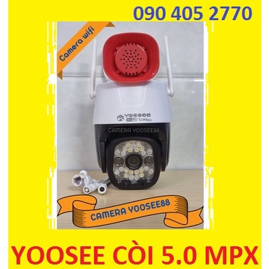 Camera IP WIFI Ngoài Trời Yoosee 2 Râu 5Mpx Có Còi Hú Chống Trộm, Ban Đêm Có Màu, Xoay 360 Độ - ĐẠI LÝ YOOSEE CÒI 2023