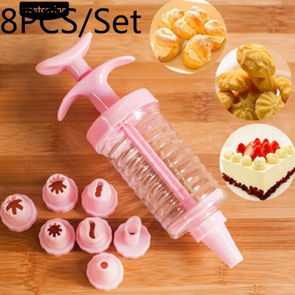 Bộ khuôn nhấn làm bánh không độc hại với 8 đầu phun tiện lợi