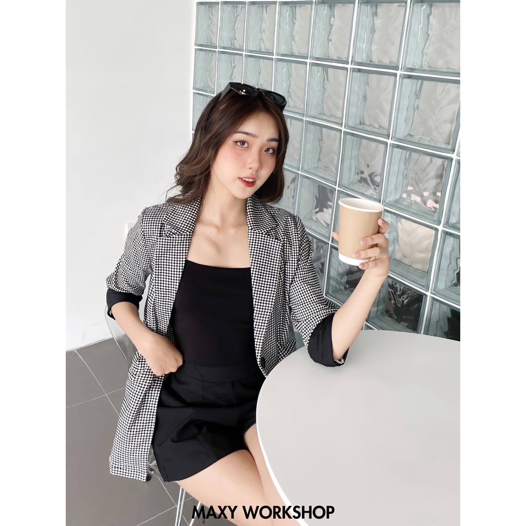 Áo khoác blazer phong cách Hàn Quốc Black Houndstooth Blazer Maxy Workshop | BigBuy360 - bigbuy360.vn