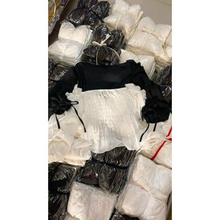 Áo phi lụa bẹt vai tay dài xinh GB21092 mới