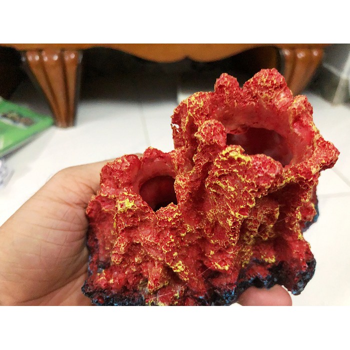 NÚI LỬA SỦI OXY TRANG TRÍ HỒ CÁ 14X10X10CM