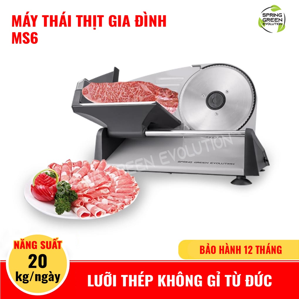 Máy Thái Thịt, Rau Củ, Thực Phẩm MS6. Máy Gia Đình Gọn Nhẹ, Dễ Sử Dụng, Bền Bỉ, Tiết Kiệm Điện. Thương Hiệu SGE Thailand