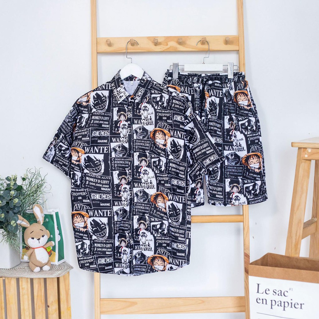 Áo Sơ mi nam tay lỡ hoạt hình OnePiece | BigBuy360 - bigbuy360.vn