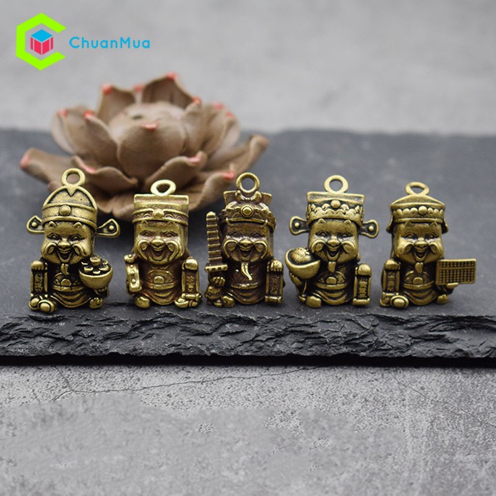 Tượng Ngũ Lộ Thần Tài Điêu Khắc Bằng Đồng Nguyên Khối Phong Thủy (Ông Thần Tiền, Thu Hút Tiền Tài, Hưng Thịnh, Móc Khóa)