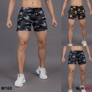 Quần Gym Nam Thể Thao Quần Short Thun Nam Mặc Bơi Mặc Nhà Ngắn Ngang Đùi Rằn Ri Vải Cotton - M160