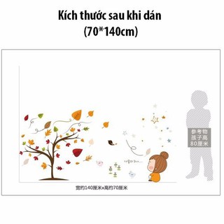Decal dán tường cho bé hình lá phong
