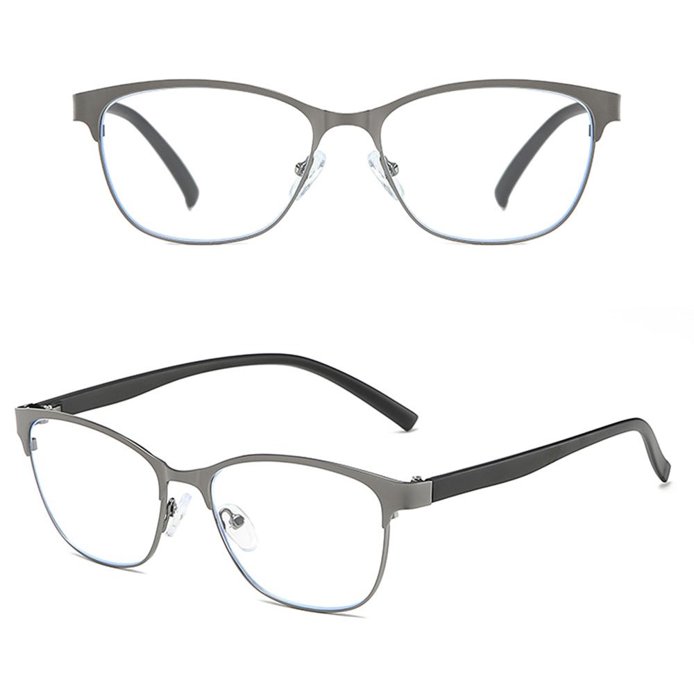 Mắt Kính Đọc Sách Nửa Gọng Kim Loại Nhẹ Chống Ánh Sáng Xanh Hình Chữ Nhật Có Nhiều Màu Sắc Cho Nam Và Nữ