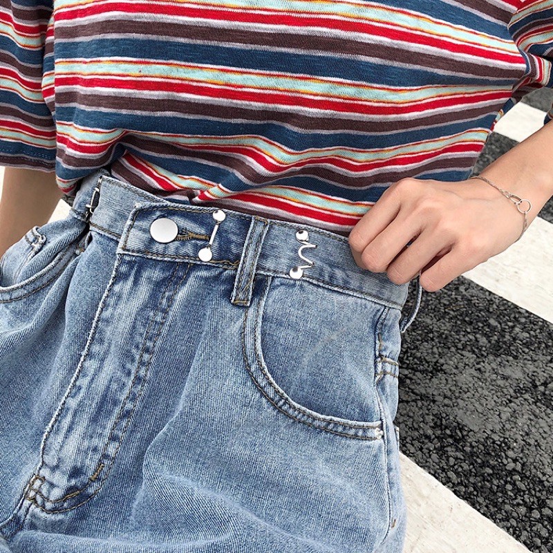 Quần đùi jeans nữ - Short bò ngố cài khuy eo kiểu dáng Ullzzang