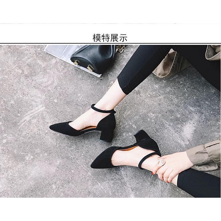 Sandal da lộn chất mềm mịn mũi kín đế 5p