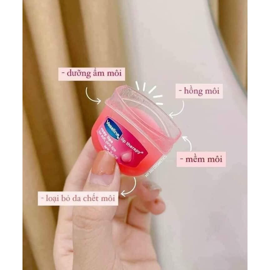 Sáp Dưỡng Môi Vaseline Không Màu và Có Màu, Dưỡng Môi Mềm Mịn