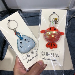 Móc treo túi, móc khoá thú bông khâu tay và đính đá handmade