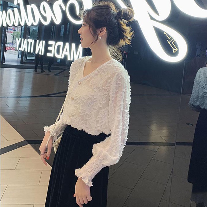 Áo Kiểu Voan Tơ Thêu Nữ Tính - New Thoi Trang