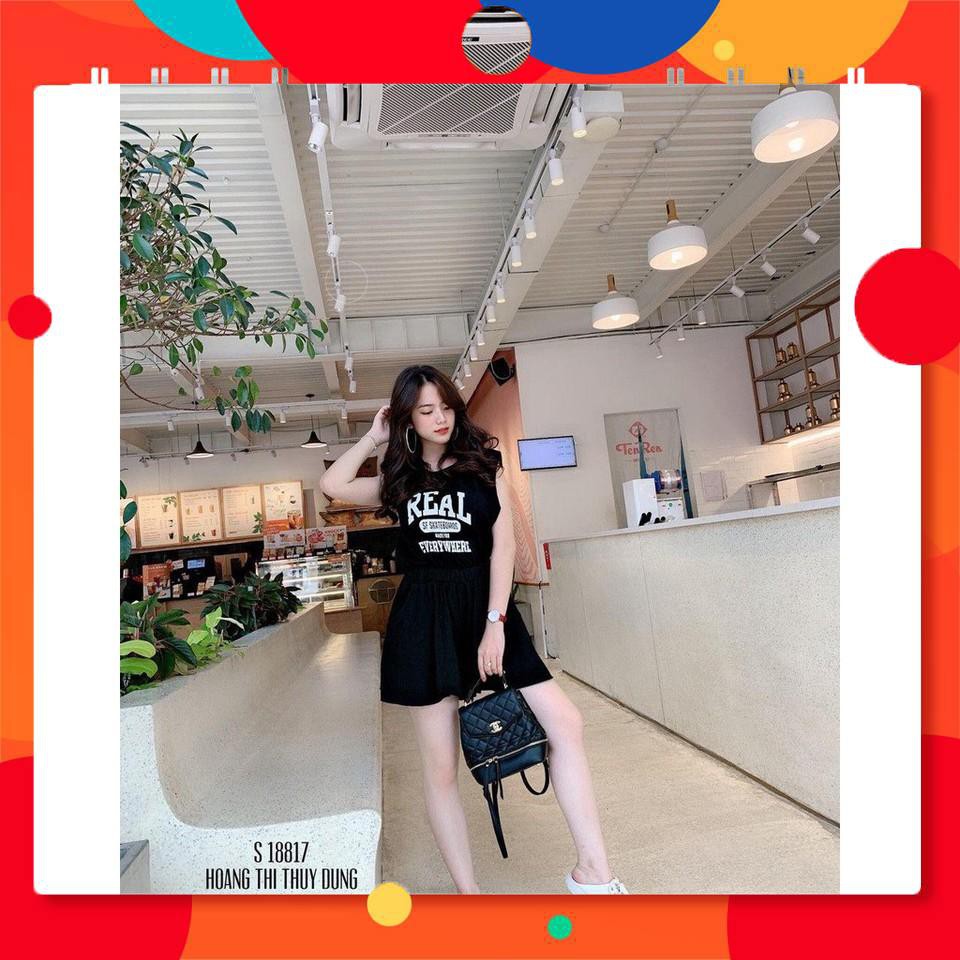 🌲 🌟 Set bộ thể thao áo thun sát nách và quần sọt ống rộng Real 163B1