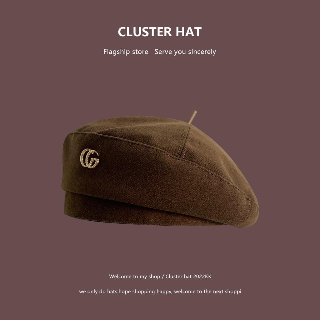 Mũ Beret Màu Sắc Cà Phê Phong Cách Hàn Quốc Thời Trang Cho Nữ