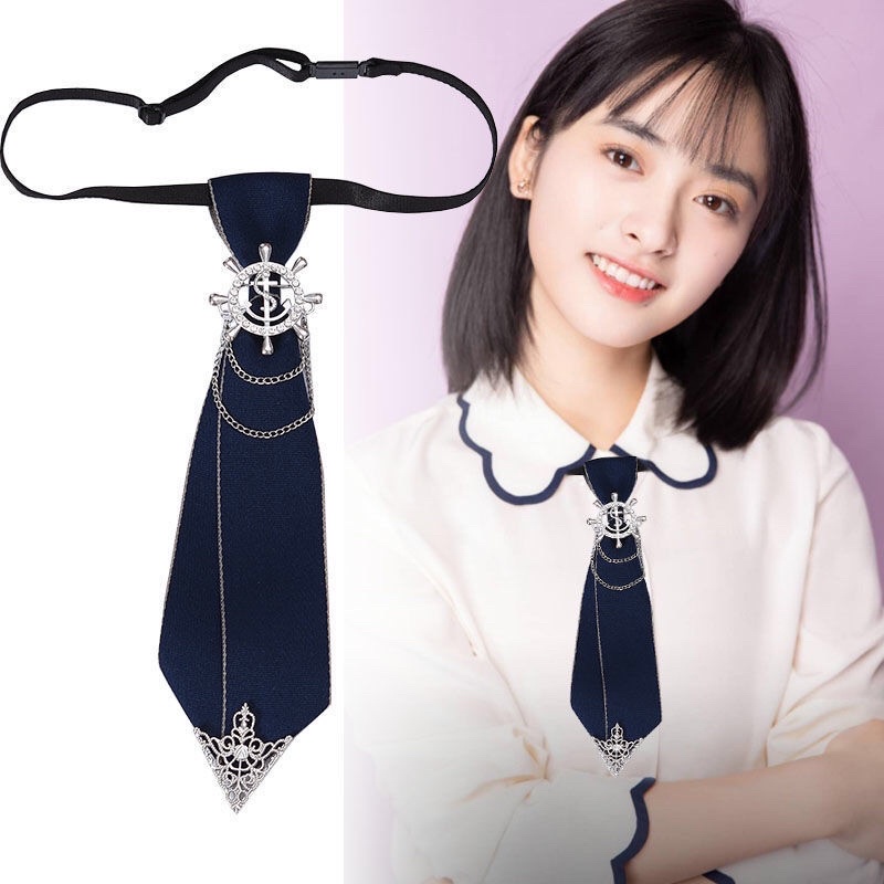 Cà Vạt Nam Nữ Thiết Kế Đính Đá Phối Dây Xích Phong Cách Sang Trọng Lịch Lãm m hi