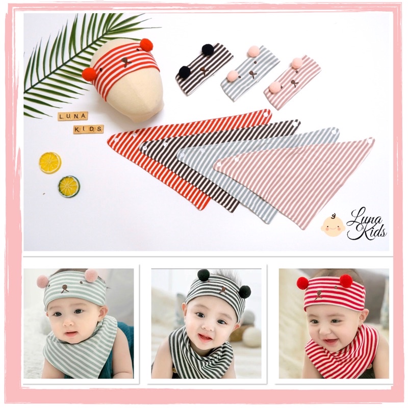 Set yếm kèm turban cho bé, bé trai, bé gái - LunaKids [Ảnh thật]