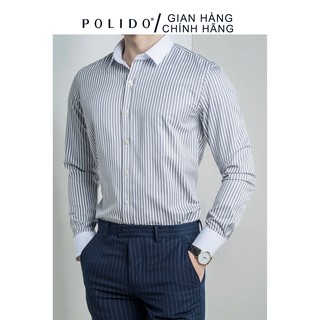 Áo Sơmi kẻ sọc CEFFYLO phối cổ, tay Phong Cách, Lịch Lãm