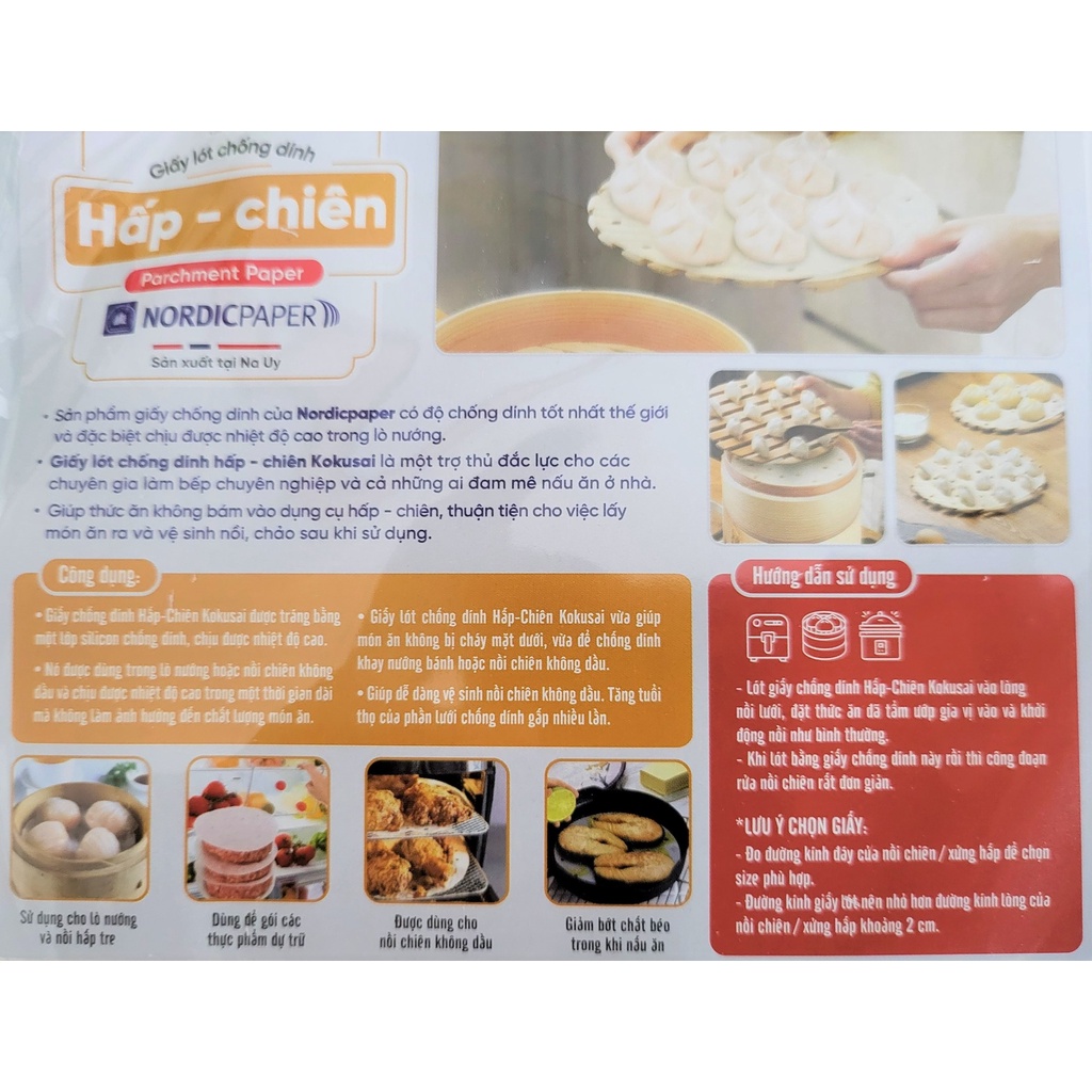 [Size lớn 22.5cm x 100 tờ] [Có đục lỗ] GIẤY LÓT CHỐNG DÍNH HẤP CHIÊN [VN] KOKUSAI Parchment Paper