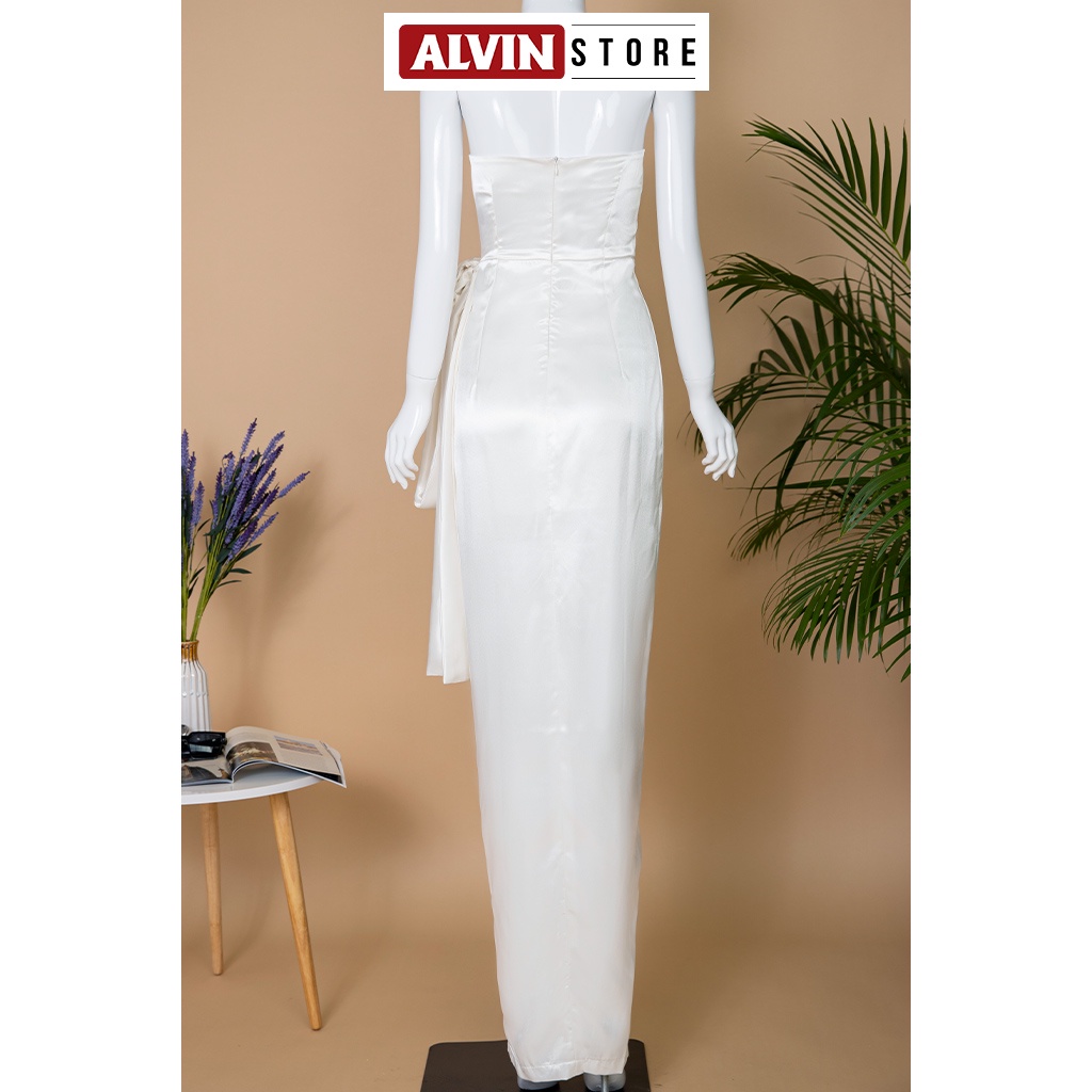 Đầm Dạ Hội Kiểu Cúp Ngực Nơ Chéo Tà Cao Cấp Alvin Store 2237