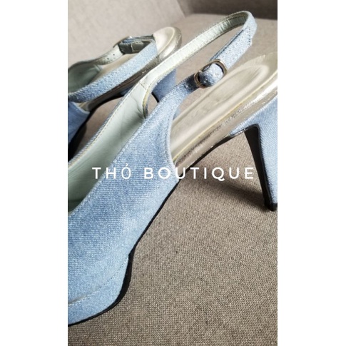 Giày cao gót Nhật DIANA x ARTEMIS vải jean xanh đế kép 7cm size 37-38