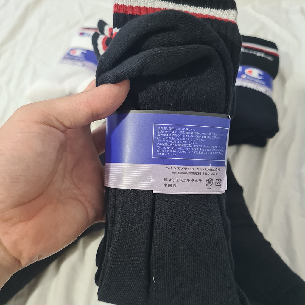 Pack 3 đôi tất thể thao champion cao cổ sọc ( Hàng xuất Nhật )