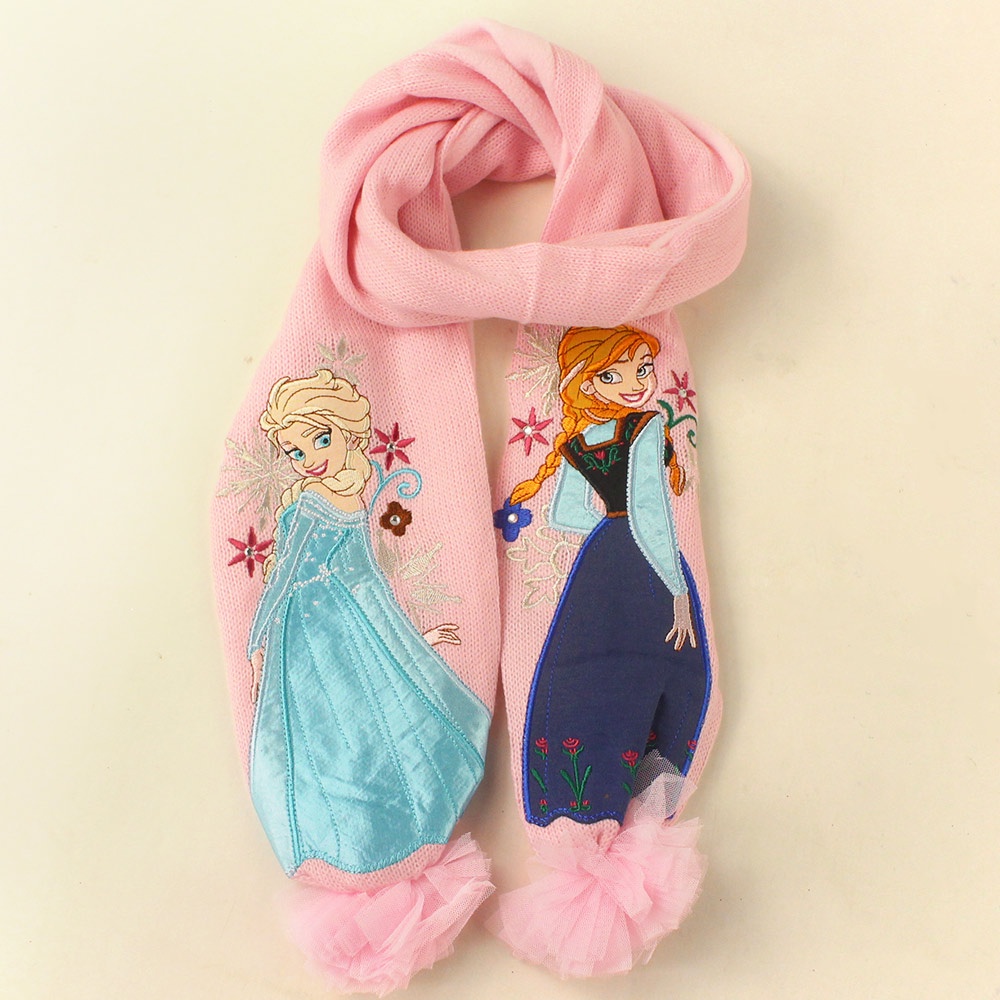 Khăn Choàng Cổ Dệt Kim Dày 140cm In Hoạt Hình Công Chúa Elsa Anna Sophia Công Chúa Sophia Disney Giữ Ấm Mùa Đông Cho Bé Gái