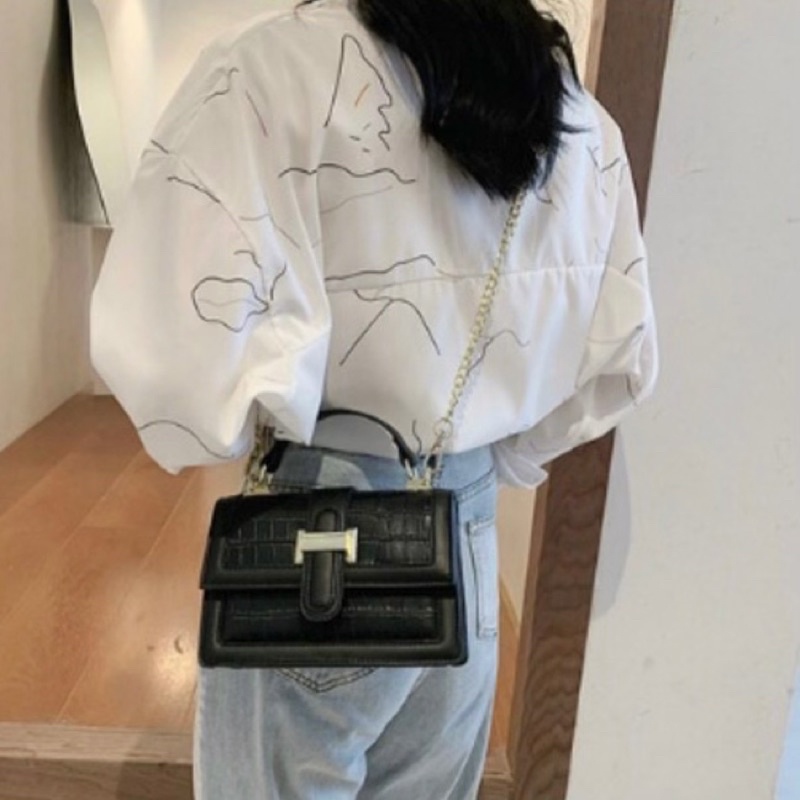 Túi đeo chéo có quai xách chữ H chất da cao cấp phong cách hàn quốc siêu xinh