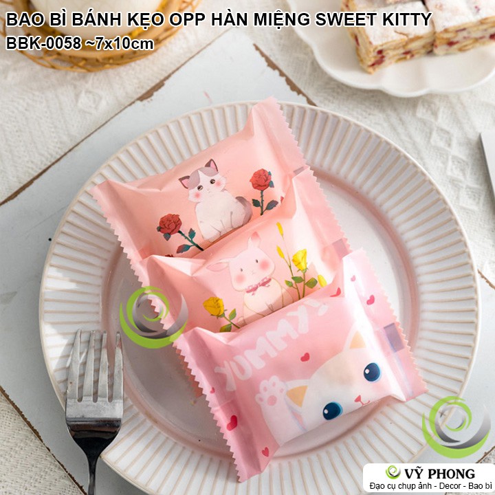 BAO BÌ TÚI HÀN MIỆNG 7x10cm NHỰA OPP ĐỰNG BÁNH KẸO ĐỰNG COOKIE PHONG CÁCH HÀN QUỐC SWEET KITTY BBK-0058