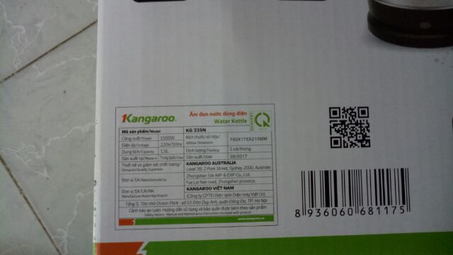 Bình đun nước siêu tốc Kangaroo KG335N dung tích 1,5L