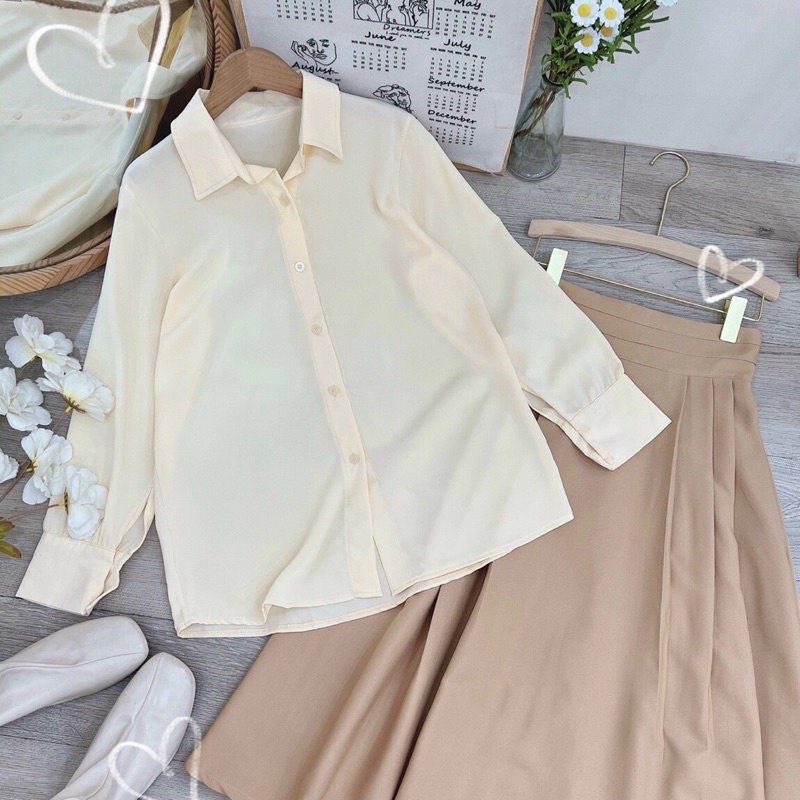 Set áo lụa + chaâ váy xòe dài