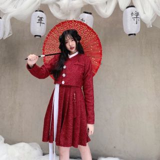 Set áo váy hanbok Bandarsaya đỏ
