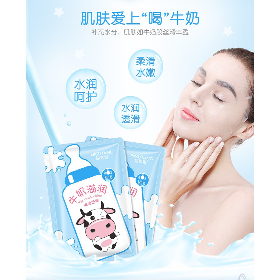 Mặt Nạ Bình Sữa Bò Milk Moisturizng Chính Hãng Bisutang