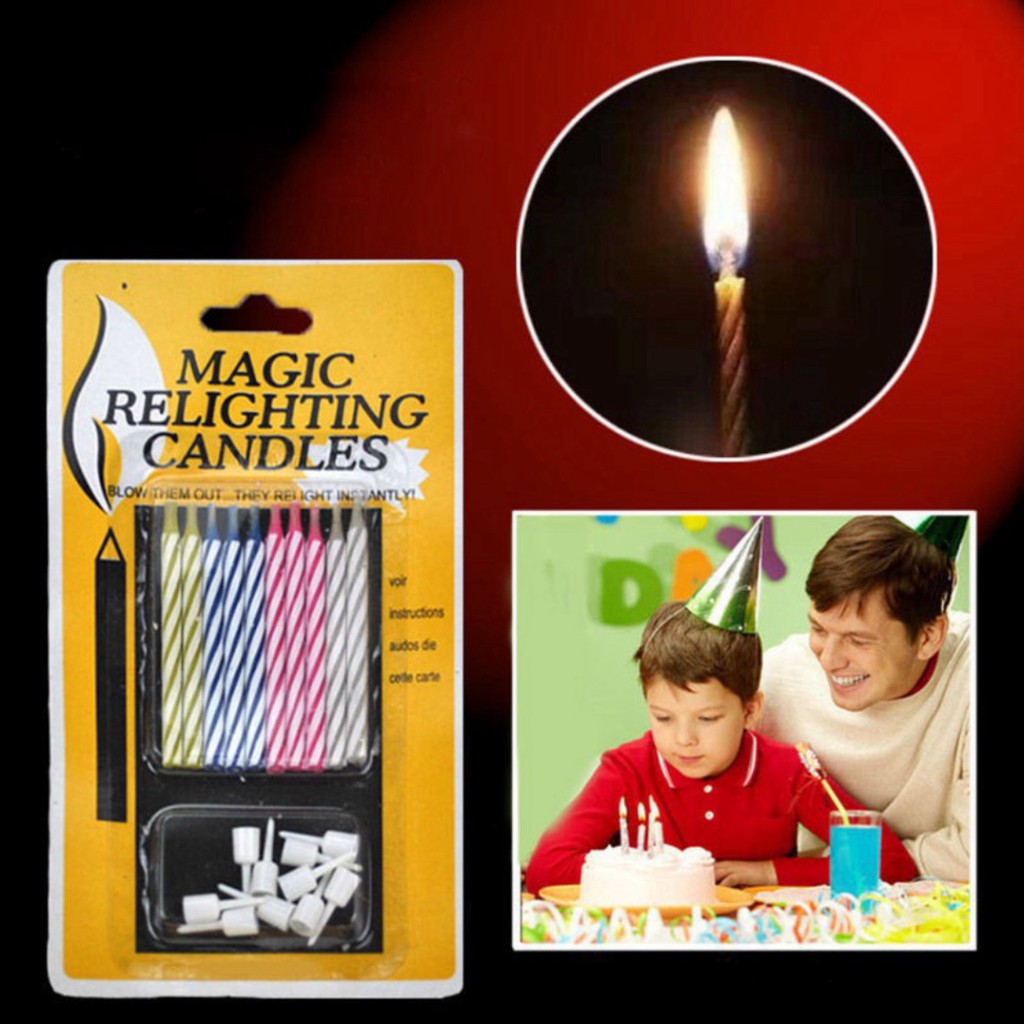10 Cây nến ma thuật thổi không tắt , cho tiệc sinh nhật giáng sinh ô tô ke QMS3461