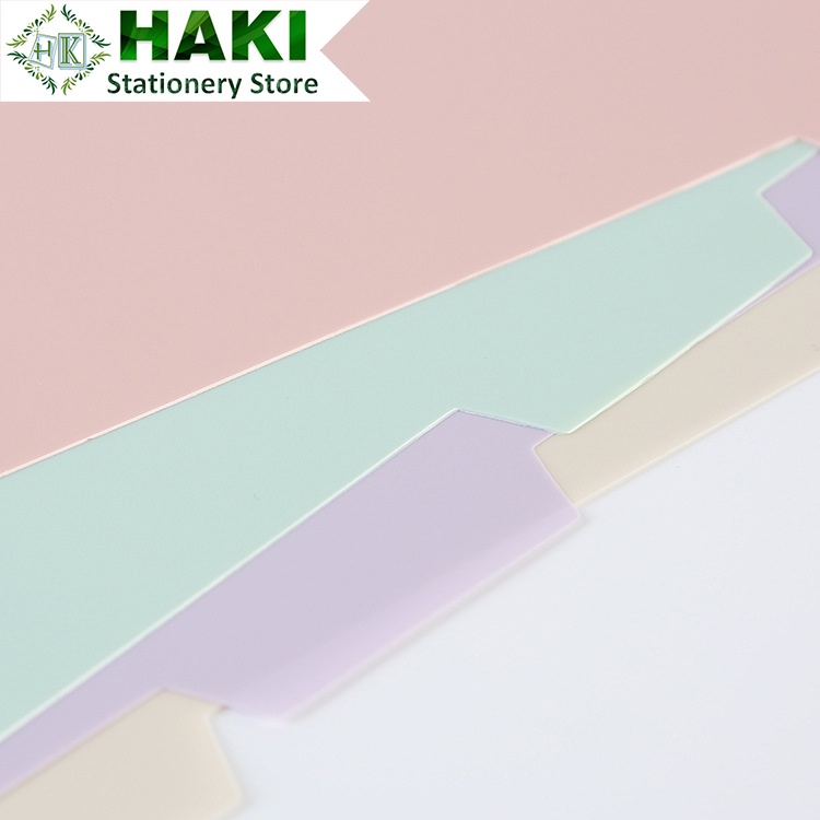 Tab phân trang HAKI chia trang chỉ mục set 4 tờ trơn màu pastel A5 B5 A4 20 26 30 lỗ dụng cụ văn phòng phẩm