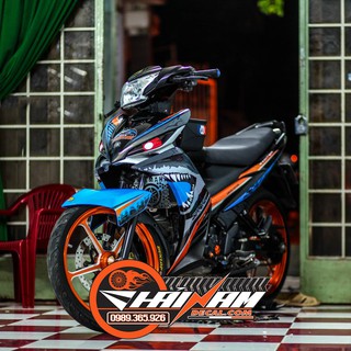 Tem trùm cá mập xanh cam cho Exciter 135