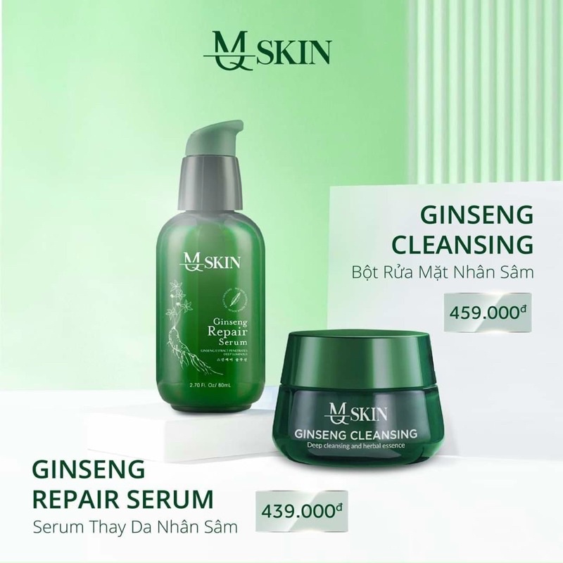 Combo bột rửa mặt nhân sâm MQ và serum tái tạo nhân sâm 1