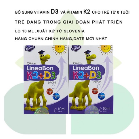 [DATE 10/2022][KÈM QUÀ TẶNG] LineaBon Vitamin D3 + K2 Tăng hấp thu Canxi cho trẻ - Trẻ cao lớn khỏe mạnh