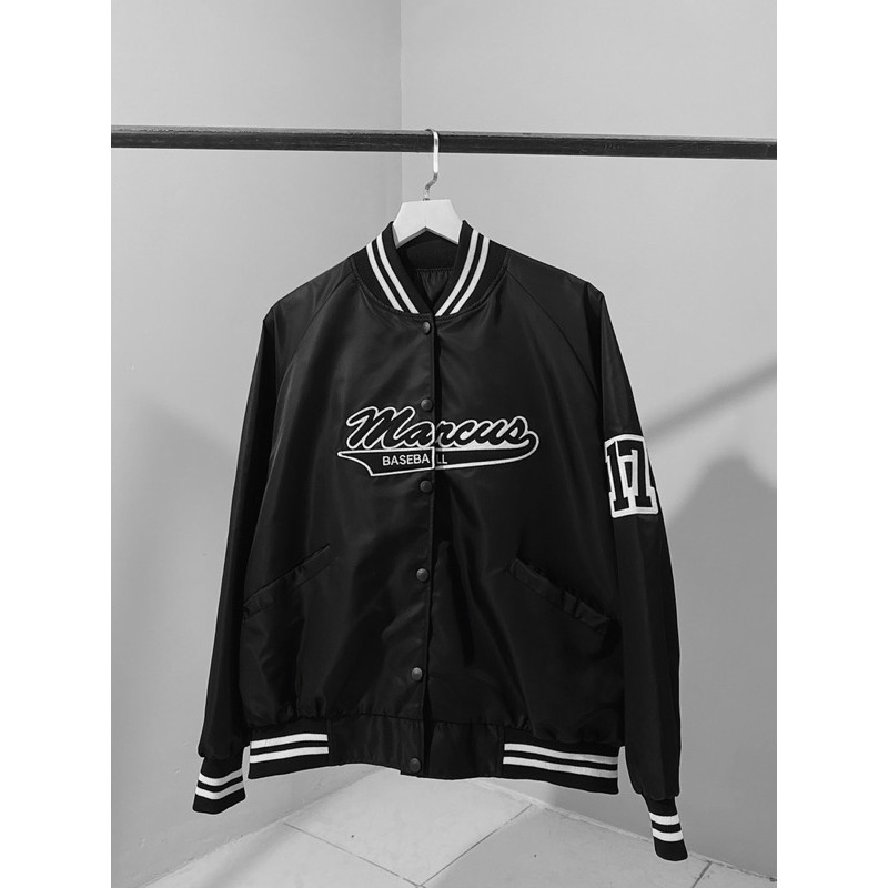 Áo Khoác Dù jacket 2 lớp BOMBER MAR.CUS 2 màu Đen/Trắng Unisex nam nữ siêu đẹp (hình thật) tại Boin store