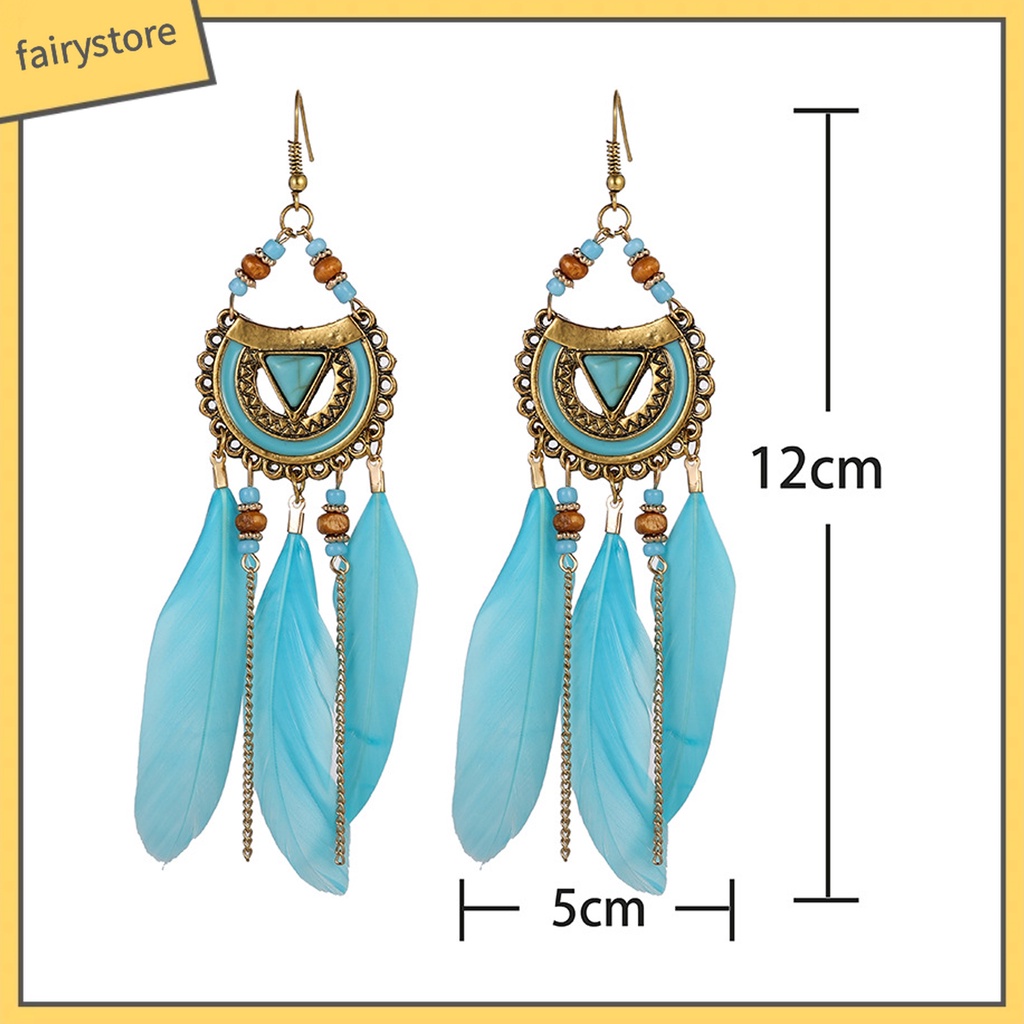 1 Đôi Bông Tai Lông Vũ Phong Cách Bohemia