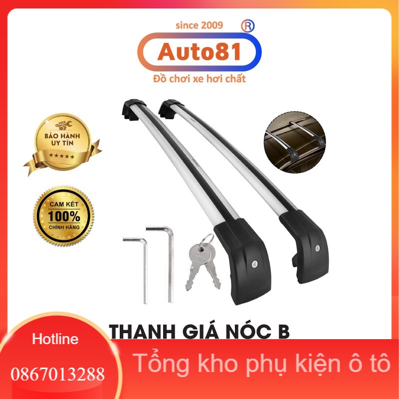 Thanh giá nóc xe ô tô, baga chở đồ ô tô bộ 2 thanh nóc ngang cho xe hơi có thanh dọc thấp kiểu B (ẢNH THẬT)