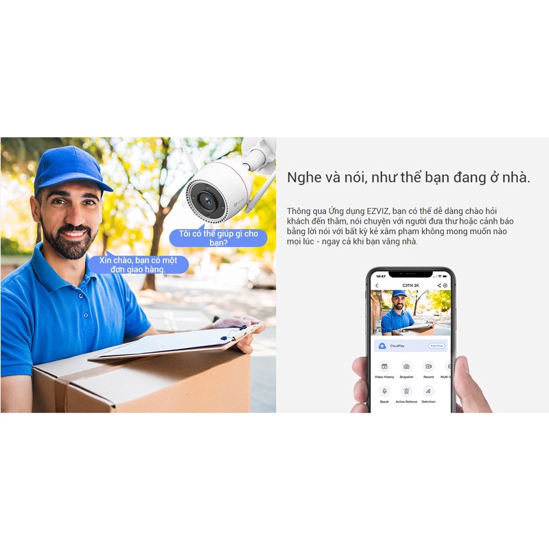 Camera WiFi ngoài trời 3MP EZVIZ C3TN OutProHàng chính hãng BH 2 Năm
