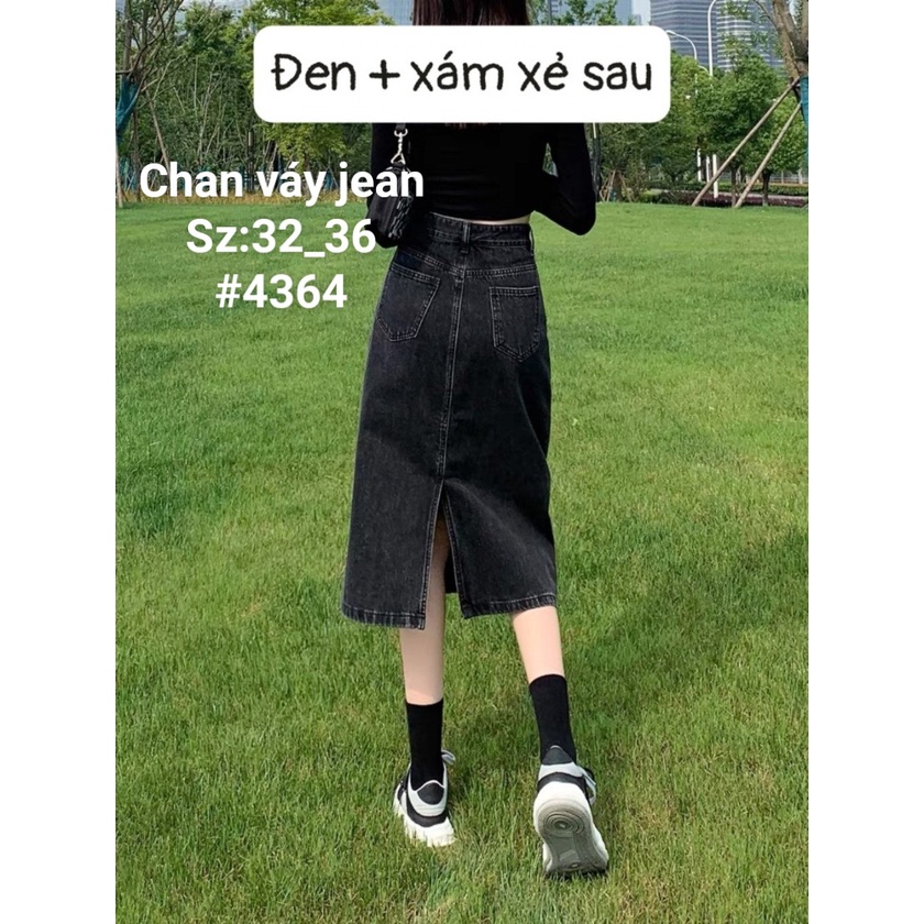 [50-90kg] Chân váy jeans dài BigSize qua gối phom chữ A, co dãn mạnh, lưng cao 4370 MLJ