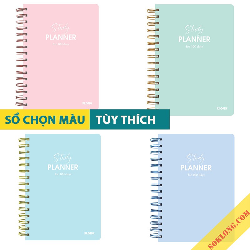 Sổ kế hoạch Klong A5 160 trang Ms 946 Study Planner lò xo kép [Chọn Màu] vở plan Klong