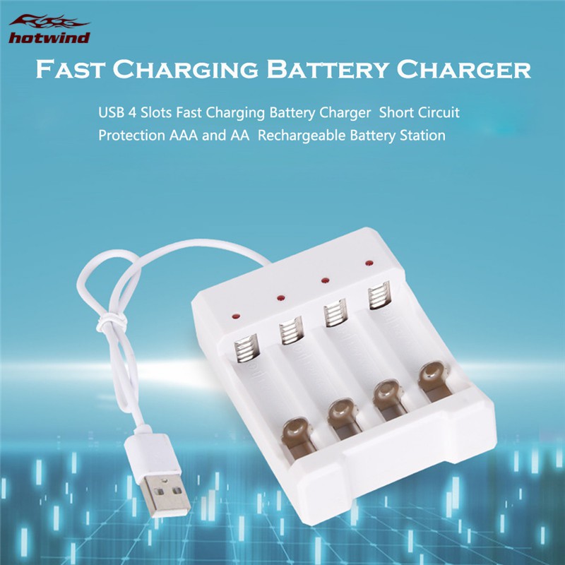 Hộp sạc 4 ngăn pin AAA/AA cổng USB