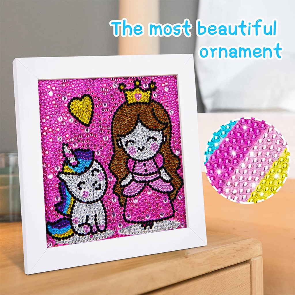 Bộ Tranh Đính Đá 5D Hình Công Chúa Lạc Đà Kèm Khung Gỗ Dành Cho Bé Trai Và Bé Gái Mã 2-Shcy72