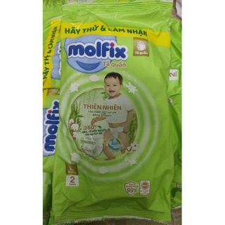 100 miếng Tã bỉm quần/ dán molfix thiên nhiên gói 2 miếng dùng thử size S/M/L/XL